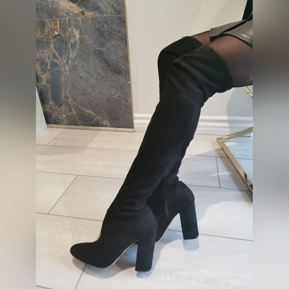 Over knee black suede Aldo boots.